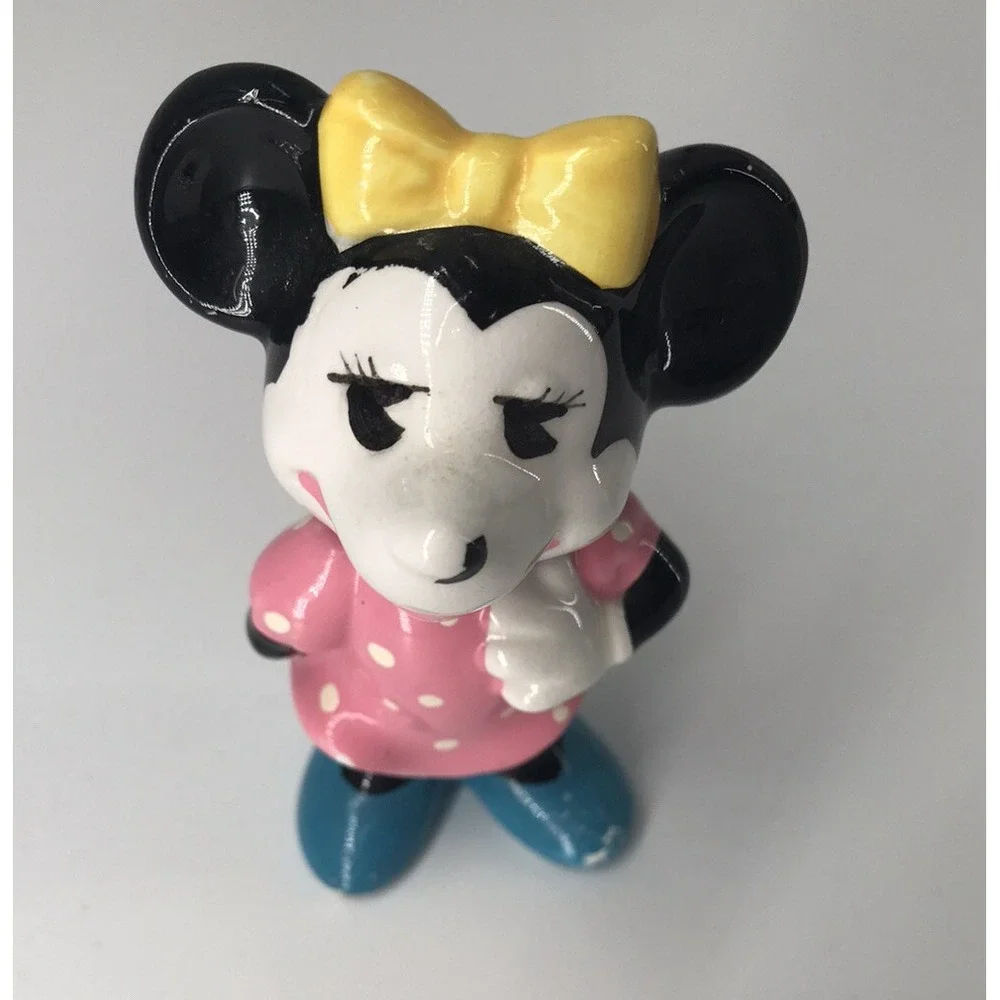 VTG MINNIE MOUSE Walt Disney Productions Japan Ceramic‎ Figurine Yellow Bow